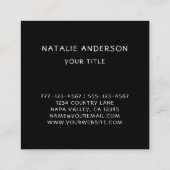 Rustikale, blumengeschmückte Black Square Business Quadratische Visitenkarte (Rückseite)