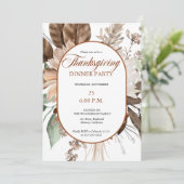 Rustikale, blumengeschmückte Erntedank Abendessen Einladung (Stehend Vorderseite)
