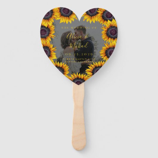 Rustikale, blumengeschmückte Gastgeschenk Hochzeit Fächer (Vorderseite)