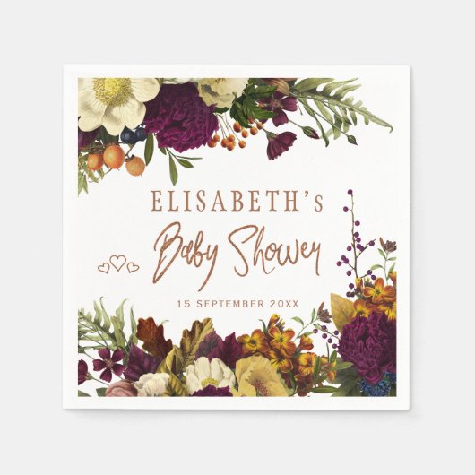 Rustikale, blumengeschmückte Herbstdusche Baby Serviette (Vorderseite)