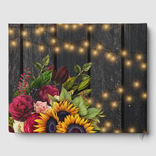 Rustikale, blumengeschmückte Holzbrauerei Gästebuch (Rückseite)