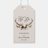 rustikale, blumengeschmückte personalisierte Hochz Geschenkanhänger (Vorderseite)