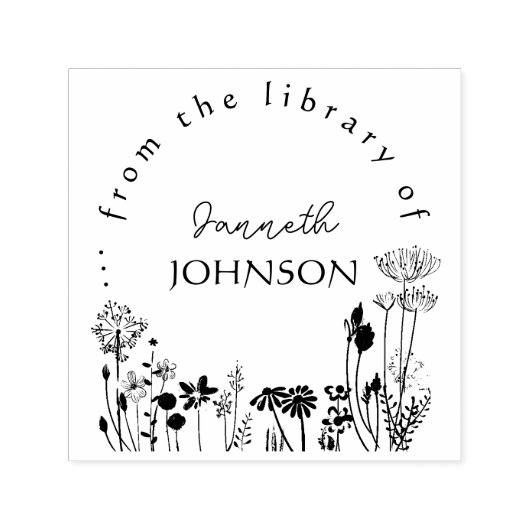 Rustikale, blumengeschmückte Runde aus Bibliothek Permastempel (Design)