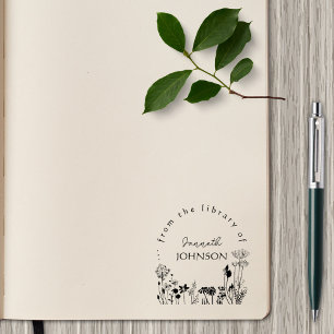 Rustikale, blumengeschmückte Runde aus Bibliothek Permastempel