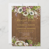 Rustikale, blumengeschmückte Scheune Herbst Probe  Einladung (Vorderseite)