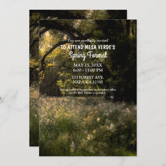 Rustikale, blumengeschmückte Waldbaumfeder Einladung (Vorne/Hinten)