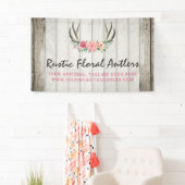 Rustikale Blumengeweih-Shabby Chic-Rosen u. Holz Banner (Insitu)
