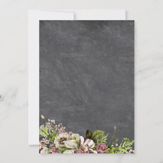 Rustikale, blumengoldgraue Hochzeit im Herbst Einladung (Rückseite)