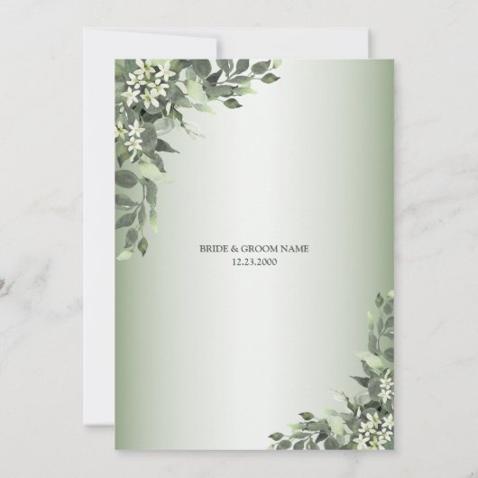 Rustikale Blumengrün Blätter Probe Abendessen Einladung (Rückseite)