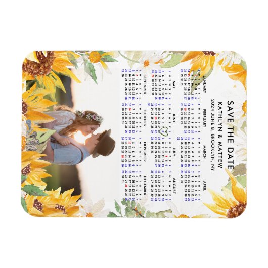 Rustikale Blumengrün Einfaches Foto Save the Date Magnet (Horizontal)