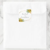 Rustikale Blumengrün geometrisch Quadratischer Aufkleber (Tasche)