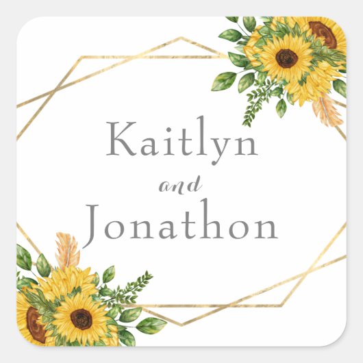 Rustikale Blumengrün geometrisch Quadratischer Aufkleber (Vorderseite)