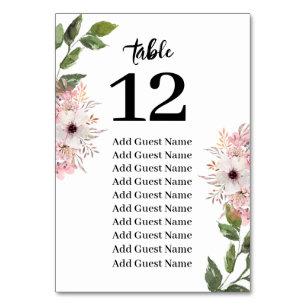 Rustikale Blumengrün Tischnummer Sitzplan