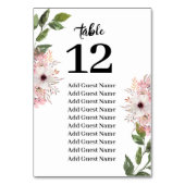 Rustikale Blumengrün Tischnummer Sitzplan (Vorderseite)
