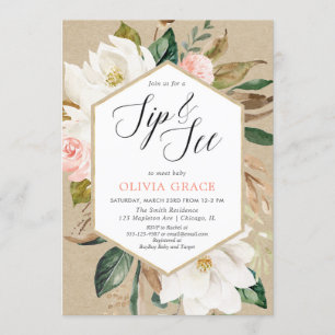 Rustikale Blumengrün treffen auf Mädchen Einladung