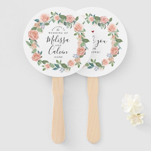 Rustikale Blumenhochzeit Begrüßungshandschuh Fächer (Vorne und Hinten)