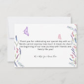 Rustikale Blumenhochzeit dank Karte (Rückseite)