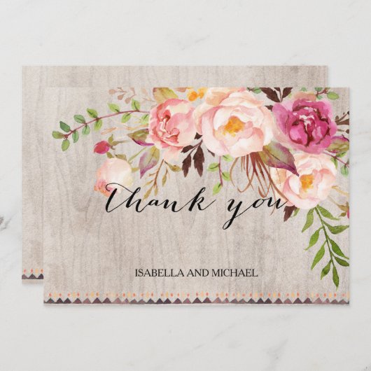 Rustikale Blumenhochzeit Danke/doppelseitig Dankeskarte (Vorne/Hinten)