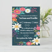 Rustikale Blumenhochzeit Einladung (Stehend Vorderseite)