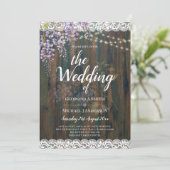 Rustikale Blumenhochzeit Einladung Wisteria Lace (Stehend Vorderseite)