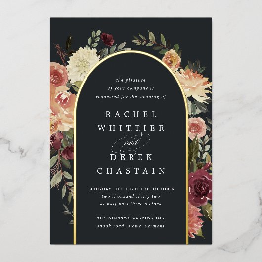 Rustikale Blumenhochzeit Folieneinladung (Vorderseite)