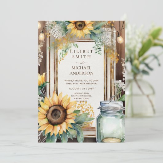 Rustikale Blumenhochzeit Geburtstagsdusche Einladung (Stehend Vorderseite)