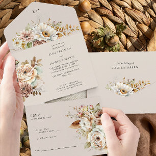Rustikale Blumenhochzeit Herbst Landblumen All In One Einladung