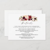 Rustikale Blumenhochzeit Info/Details 2-seitig-3 Begleitkarte (Vorne/Hinten)