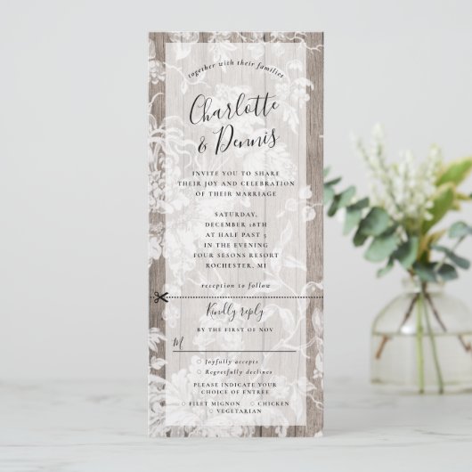 Rustikale Blumenhochzeit mit uAwg Einladung (Stehend Vorderseite)