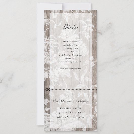 Rustikale Blumenhochzeit mit uAwg Einladung (Rückseite)