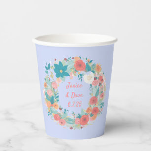 Rustikale Blumenhochzeit personalisieren mit Name Pappbecher