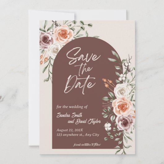 Rustikale Blumenhochzeit retten das Datum der Einl Save The Date (Vorderseite)