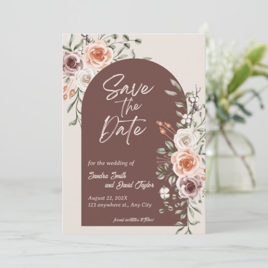 Rustikale Blumenhochzeit retten das Datum der Einl Save The Date (Stehend Vorderseite)