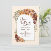 Rustikale Blumenhochzeit rettet das Datum Einladung (Stehend Vorderseite)