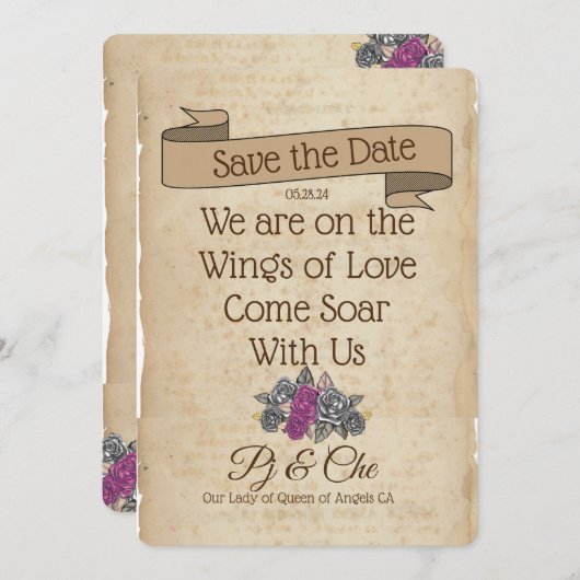 Rustikale Blumenhochzeit rettet das Datum Save The Date (Vorne/Hinten)