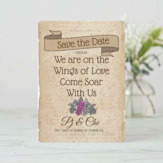 Rustikale Blumenhochzeit rettet das Datum Save The Date (Stehend Vorderseite)