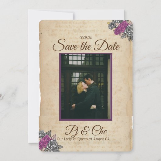 Rustikale Blumenhochzeit rettet das Datum Save The Date (Rückseite)