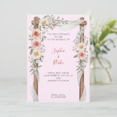 Rustikale Blumenhochzeit Rosa Hochzeit Einladung (Stehend Vorderseite)