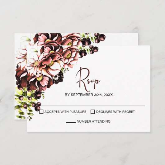 Rustikale Blumenhochzeit RSVP (Vorne/Hinten)