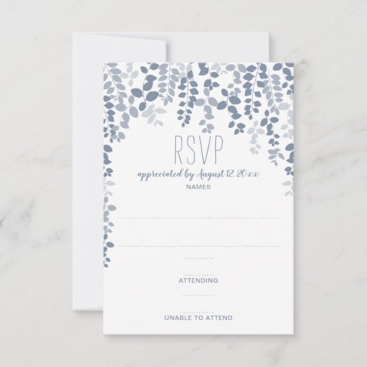 Rustikale Blumenhochzeit RSVP / Antwort (Dusty Blu (Vorderseite)