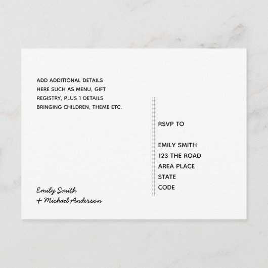 Rustikale Blumenhochzeit RSVP Card Sv Einladungspostkarte (Rückseite)