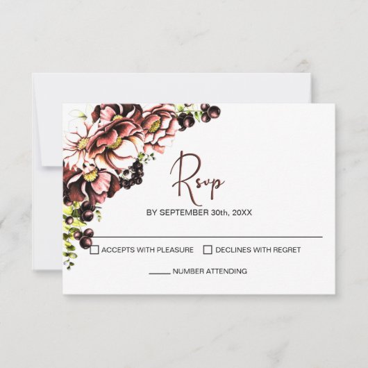 Rustikale Blumenhochzeit RSVP Karte (Vorderseite)