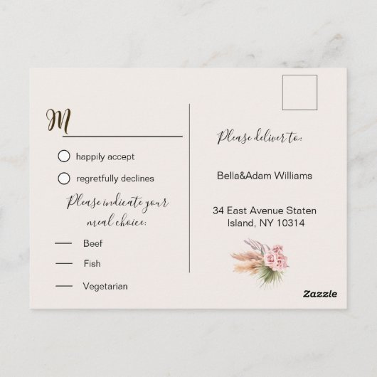 Rustikale Blumenhochzeit RSVP Postkarte (Rückseite)