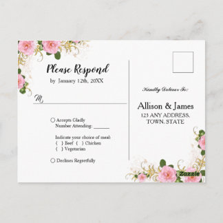 Rustikale Blumenhochzeit Rsvp Postkarte