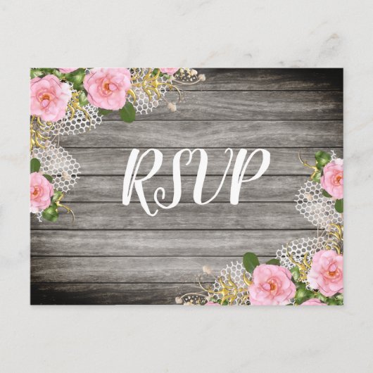Rustikale Blumenhochzeit Rsvp Postkarte (Vorderseite)