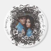 Rustikale Blumenhochzeit, Sepia. Magnet (Vorne)