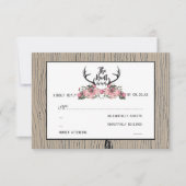 Rustikale Blumenholzjagd ist über Hochzeit RSVP Karte (Vorderseite)