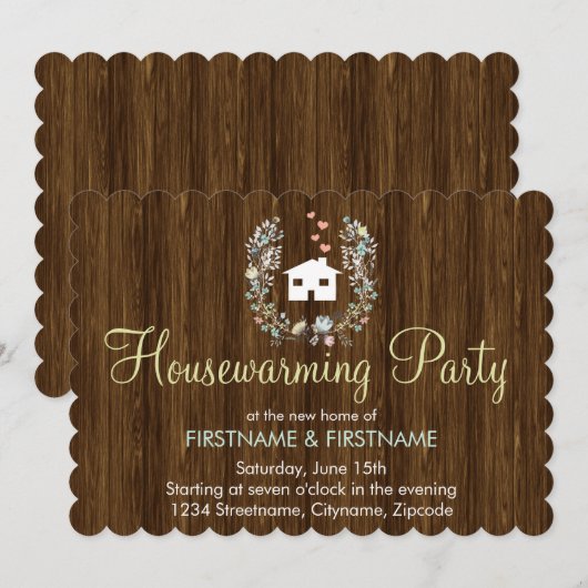 Rustikale Blumenhousewarming-Party Einladungen (Vorne/Hinten)