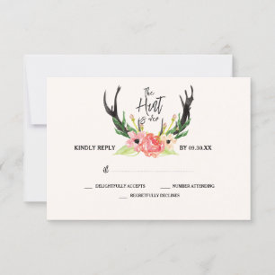 Rustikale Blumenjagd ist über Hochzeit RSVP Karte