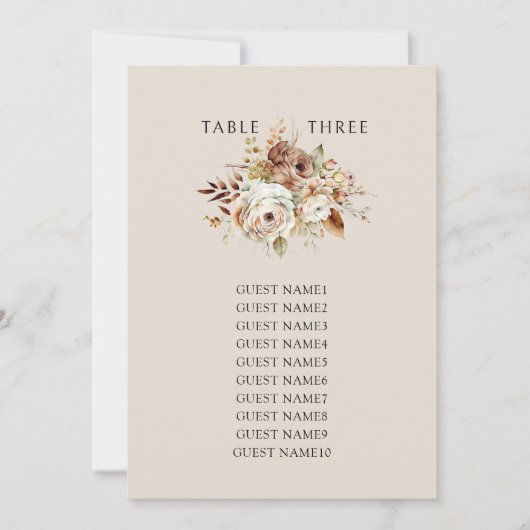 Rustikale Blumenkarte für Hochzeitssitzkarten (Vorderseite)